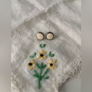 Vintage cream button earrings